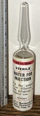S.E. Massengill Antique 10cc “Sterile Water For Injection” Medicine Ampule Rare