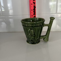 Vintage McCoy Schering Coricidin Pharmacy RX Green Ceramic Apothecary Mortar Mug