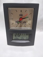 Vintage 1990s Xenical Drug Rep Desk Clock Digital Date T Analog Hands Glow WORKS