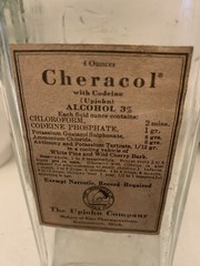 Vintage CHERACOL Cough Syrup Bottle Upjohn Kalamazoo MI Original Label Cap