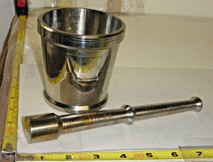 Vtg Metal Apothecary Pharmacy Medicine Mortar Pestle Set ~8″H
