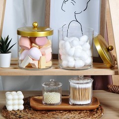 SheeChung 3 Pack 50 Ounce Large Clear Apothecary Jar with Gold Rust-Proof Lid…