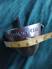 Vintage Brass Rx Graduate 1971 Mortar Pestle MEDICAL HISTORY coricidin INDUSTRY