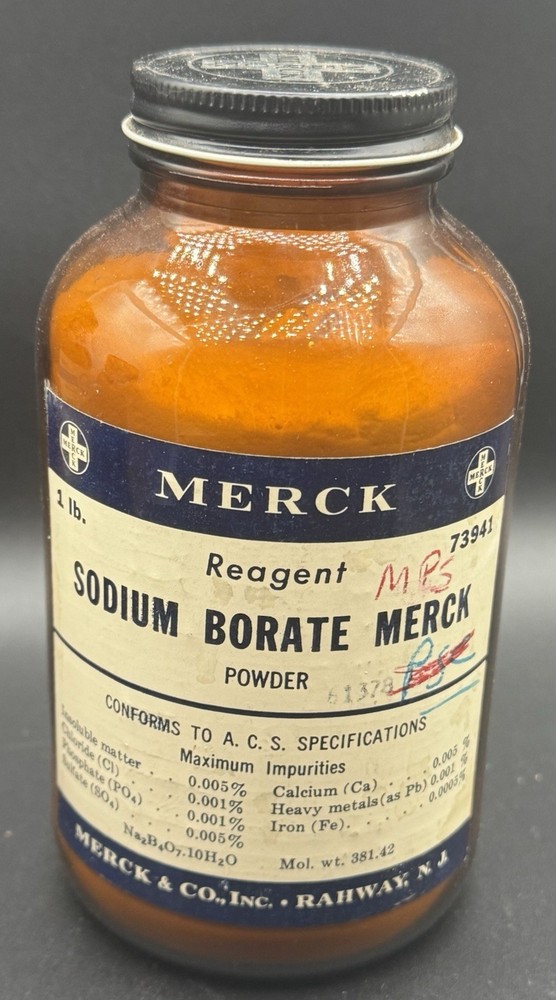 Rare Antique Pre-1920’s Merck Sodium Borate Powder Practically Full
