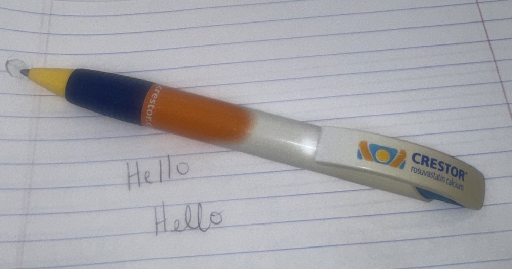 Crestor Plastic PEN Drug Rep Pharmaceutical Promo Medical Advertising Black Ink