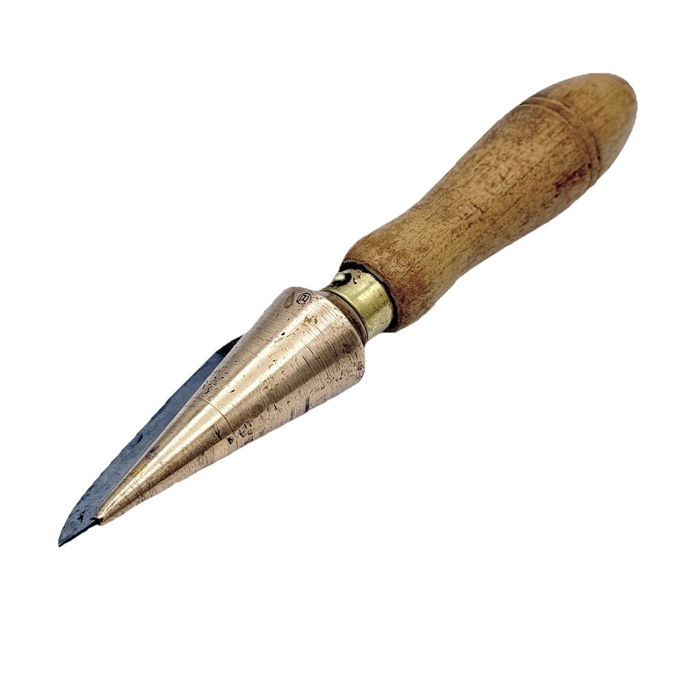 Apothecary Cork Borer Sharpener Copper Wooden Handle Chemist Moonshiners VTG 8″