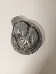 Vtg 1950-60s Parke-Davis Tabron Baby In Womb Fetus Pewter Heavy Paperweight