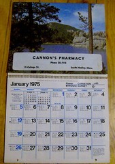 vintage CANNON’S PHARMACY 1970s ad calendar South Hadley Massachusetts medical