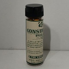 VINTAGE CONSTIPATION TABLETS QUACK MEDICINE BOTTLE ANTIQUE PHARMACY SEALED RARE