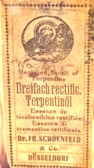 TERPENTIN OIL,Glass Apothecary Clear Jar, Dr. Schoenfeld-Duseldorf, 50ml, 1930’s