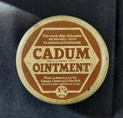 Old EMPTY Advertising Medicine Tin CADUM Ointment Omega Chemical Co New York