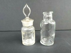 Glass Apothecary Pharmacy Bottles Set of 2, Clear, 1950 – 1960