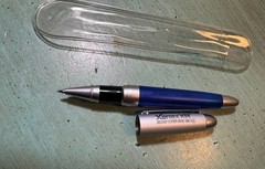 XANAX XR PEN: Blue & Silver-Metal-Refillable Ball Point-Pharmaceutical Promo NEW