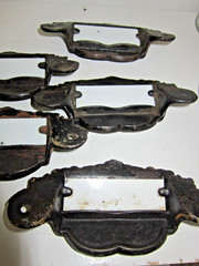 1800s Apothecary Drawer Pulls Handles Knobs Label Under Glass Pharmacy Cabinet