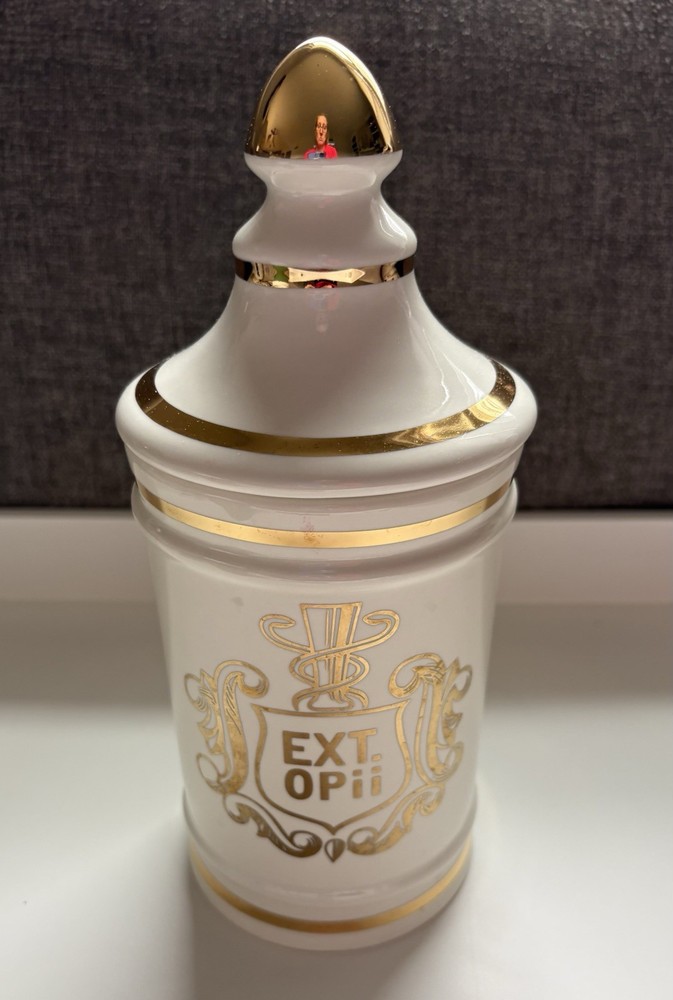 VTG Pharmacy Apothecary EXT OPii (opium extract)Canister Jar Cream & Gold Owens