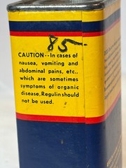 Vtg Regulin Constipation Treatment Cardboard & Metal Container S.F. Durst & Co