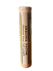 Vtg Small Pox Vaccine Wooden Vial Tube By Eli Lilly Dec 30 1957