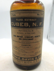 MM – 1890’s Parke, Davis & Co Detroit Mich CUBEB 4 3/4″ Amber Medicine bottle