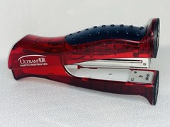 Ultram ER Drug Rep Promo Stapler – Red Translucent Stand-Up Ergonomic Squeeze