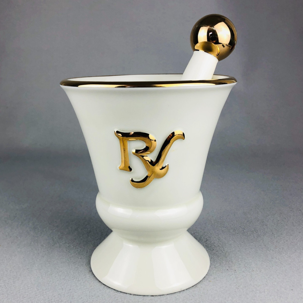 OWENS ILLINOIS Pharmacy Mortar Pestle VTG Porcelain BIG APOTHECARY STORE DISPLAY
