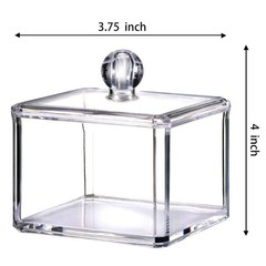 SheeChung 2-Pack Modern Square Acrylic Qtip Holder – Clear Apothecary Jars wi…