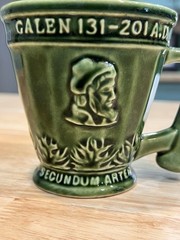 Schering Coricidin RX Pharmaceutical Promo Coffee Mug Green Galen 131-201 A.D.