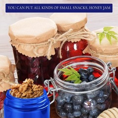 Lil Ray 1 oz Round Cobalt Blue Glass Jar with Inner Liners and Black Lid (24p…