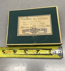 Vintage 1945 Cardboard Prescription Pill Medicine Box Taylors Pharmacy Denver Co
