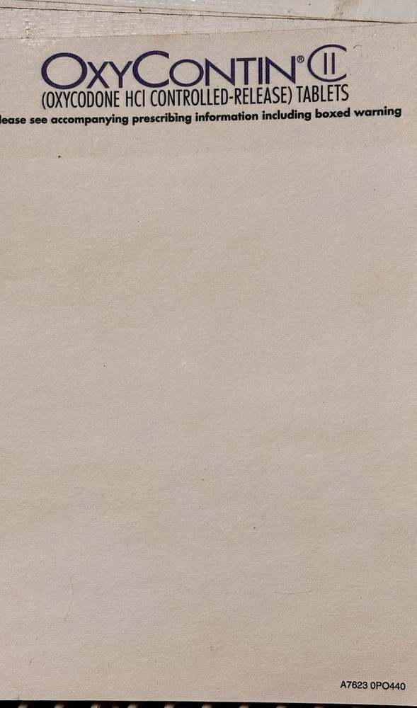 5 Oxycontin Sticky Notepad Pages 4″ x 6″ Drug Rep Pharmaceutical Promo Ad