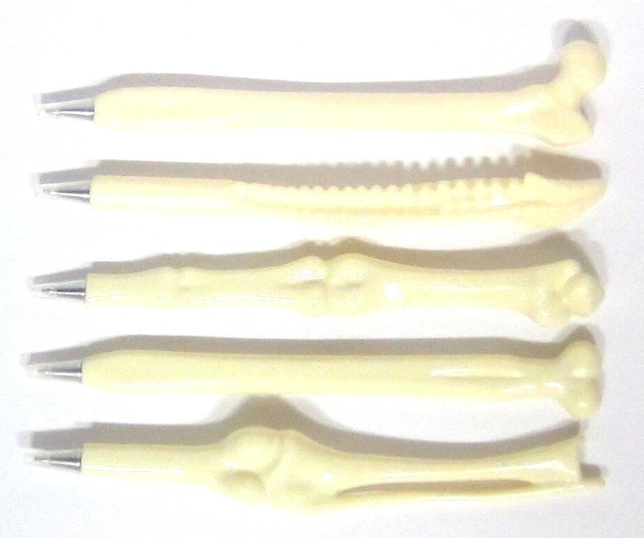 Drug Rep HUMAN SKELETON BONE PENS Collectible Set of 5