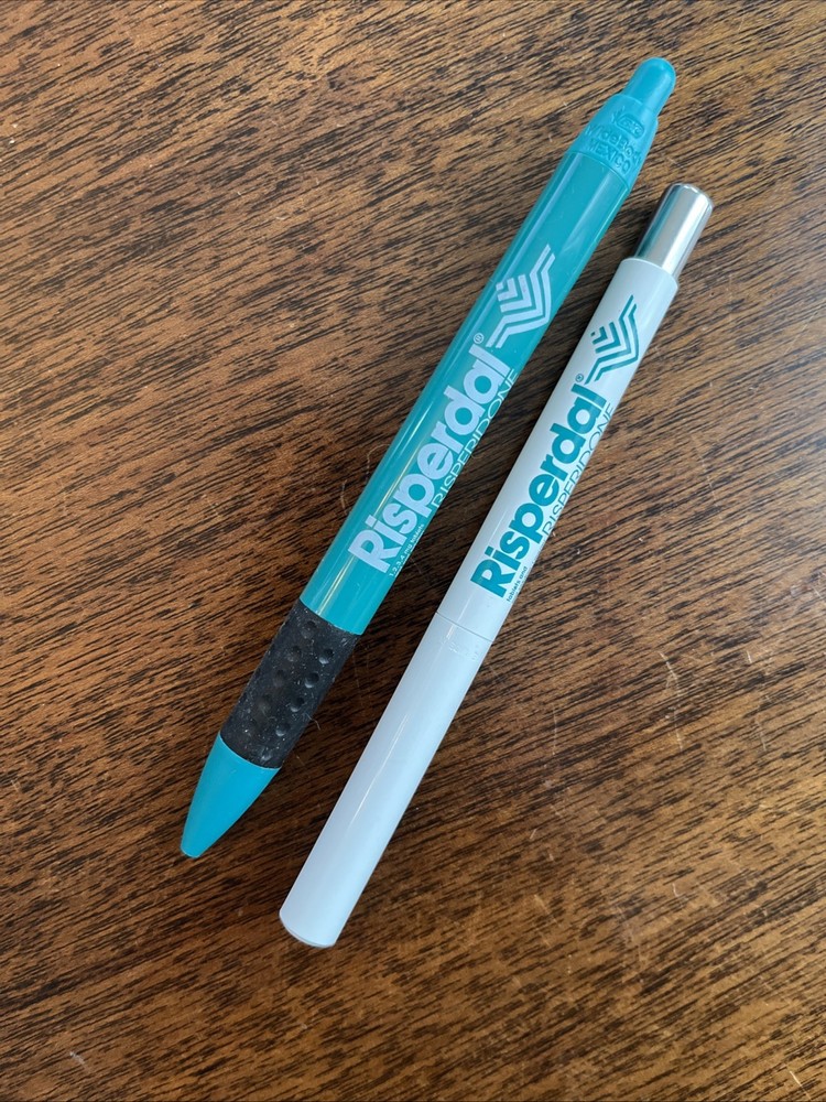 Risperdal Pen Lot Medical Drug Rep Pharmaceutical Working Teal White Rare Metal
