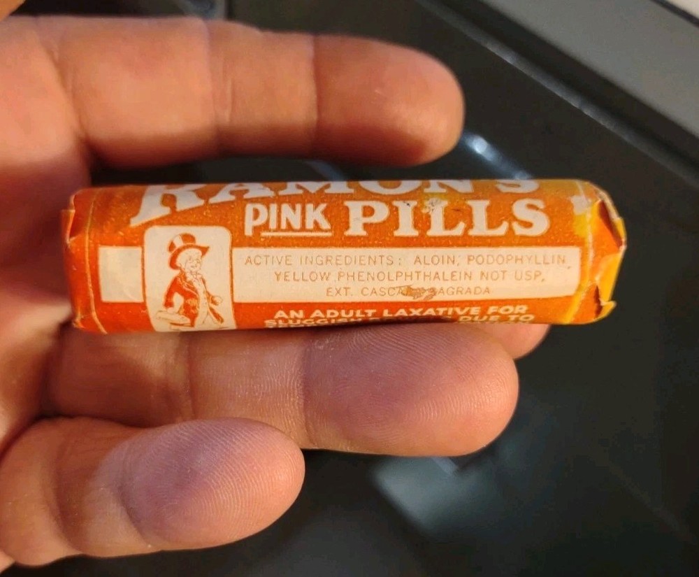 Vintage Ramon’s Pink Pills Laxative with Contents and Original Packaging