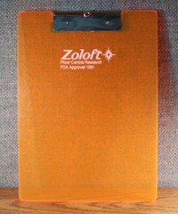 ZOLOFT Pfizer Pharmaceutical Clipboard 1991 FDA Approval Glow Orange Research