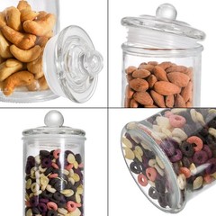 Set of 3 Glass Apothecary Jars with Lids, Bathroom Canisters Storage Containe…