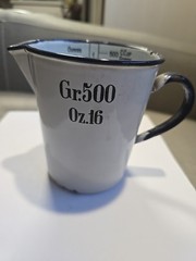 Vtg 16oz 500Gr. Medical Hygienic White Blue Enamel Measuring Cup Czechoslovakia
