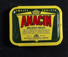 Vintage EMPTY Advertising Medicine Tin ANACIN Whitehall Pharmacal New York
