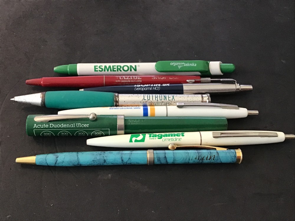 Vtg Drug Advertising Pens Quantity 8 Diflucan Isoptin Ultram Dyazide