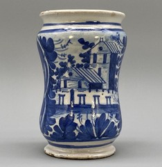 c. 1709 South Italian ‚Naples‘ Majolica Blue & White Albarello Drug Pharmacy Jar