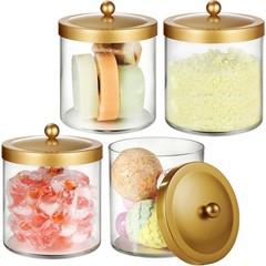 SheeChung 4 Pack 50 Ounce Large Clear Apothecary Jar with Gold Rust-Proof Lid…