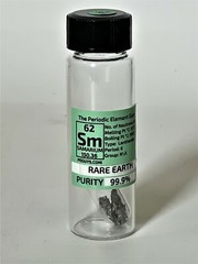 Samarium Metal Dendrites 99.9% 1 Gram+Clean in Argon Glass ampoule in glass Vial