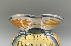 Italian Majolica Pharmacy Jug Polychrome, Mangonese & Yellow 19thC Delft Faience