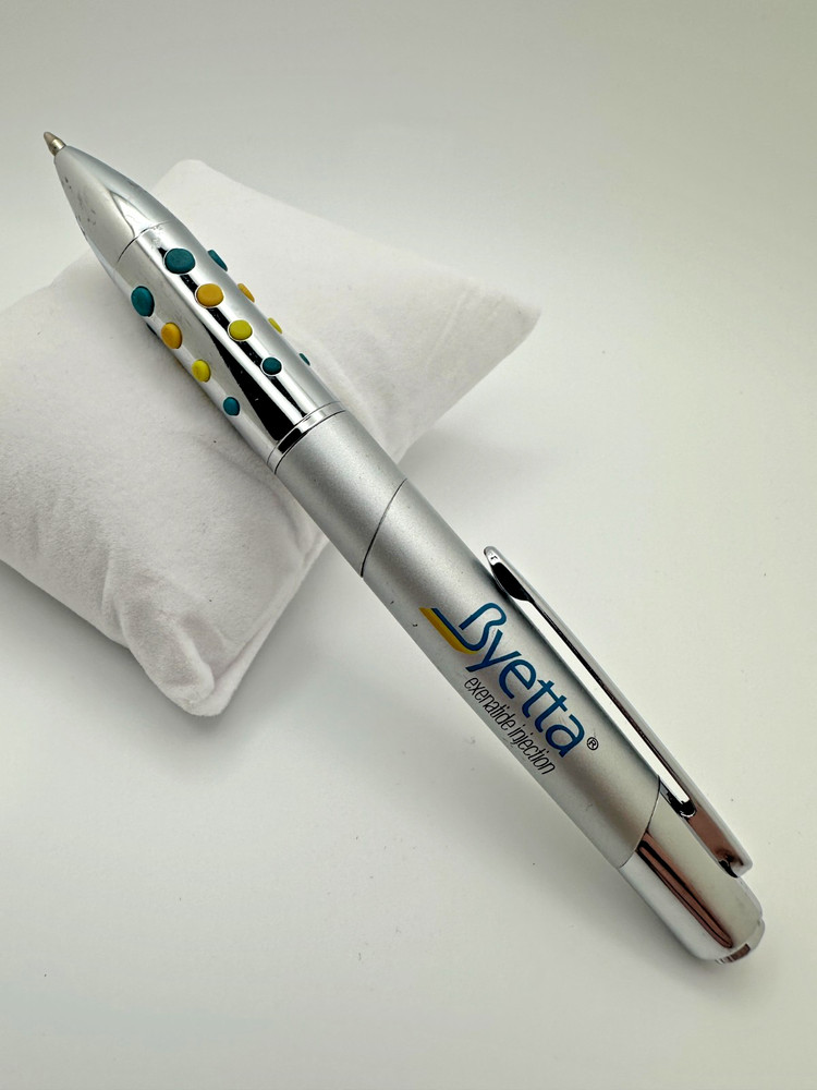 Vintage Byetta Exenatide Injection Promo Ballpoint Pen Pharmaceutical Ad *Tested