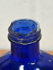 Cobalt Blue Coral Compackage Glass Antique Medicine Pharmaceutical Bottle