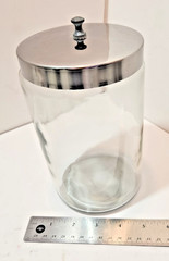 Vtg Profex Apothecary Medical Glass Jar Canister with Stainless Steel Lid 8×5″