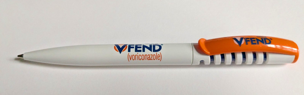 RARE VFEND voriconazole IV/Oral Medicine Advertising Collectible Pen Whit Orange