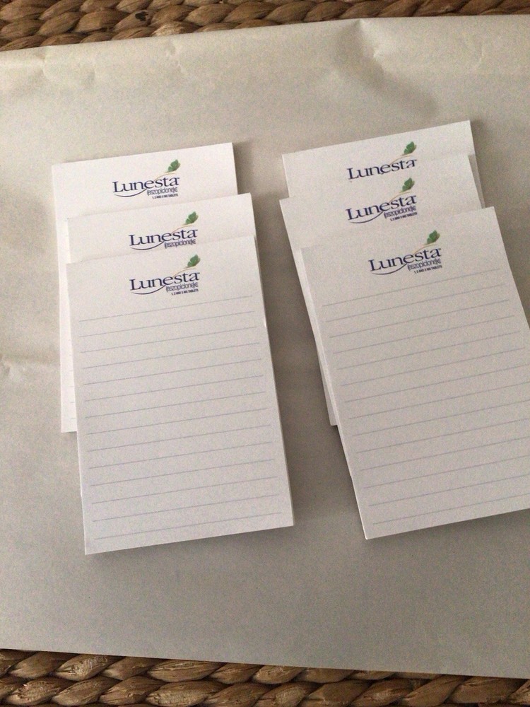 Lot of 6 Lunesta Pharmaceutical Post It Notes 4×6 Note Pad Sticky Notes New