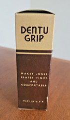 Vintage NOS Dentu-Grip 2.5oz tin with original Box by Block Drug Co.