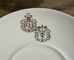 Vintage Pair of MCM Pharmacy Logo Saucers, 6”