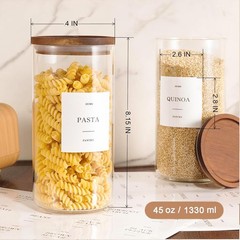 Set of 3 Glass Pantry Jars with Acacia Wood Lids, 45oz Airtight Glass Kitchen…