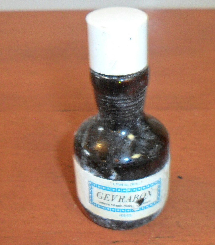 GEVRABON Bottle, Brown, Empty, Pharmacy, Apothecary, Medicine, Lederle Lab,